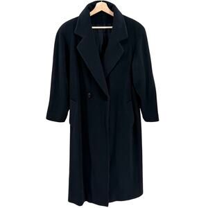 MINT Vintage 80s Regency Saks Fifth Avenue Black 100% Cashmere Overcoat Coat